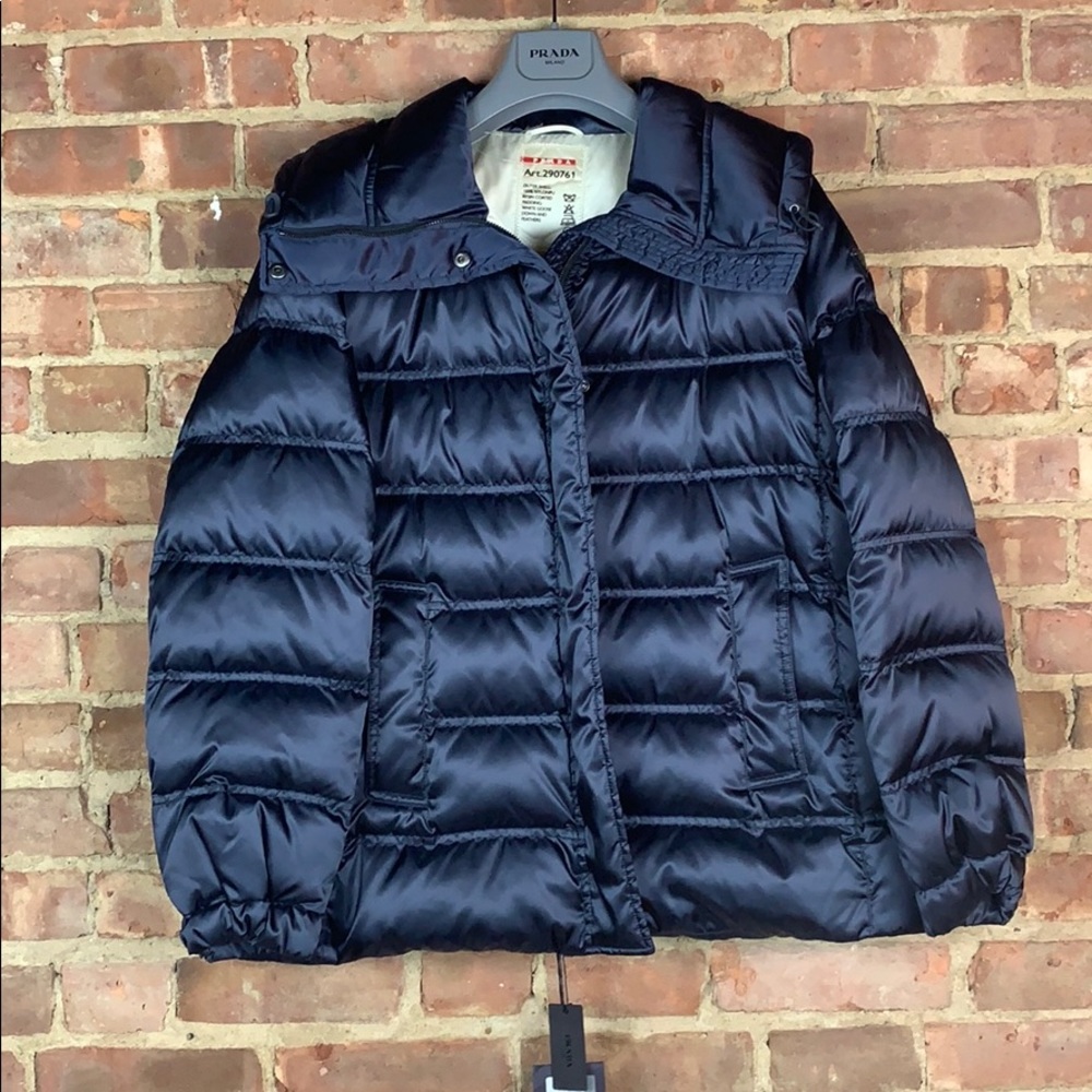 Prada Puffer Jacket Navy Blue
